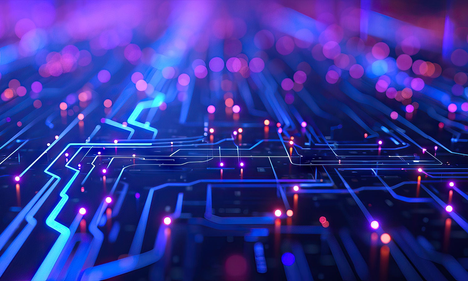 电路板上的抽象光效