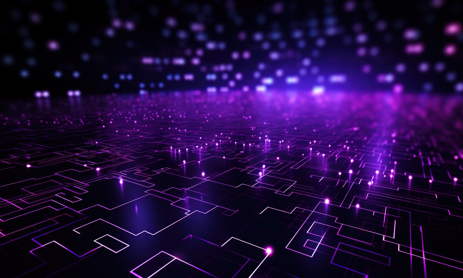 黑暗背景中的电路线