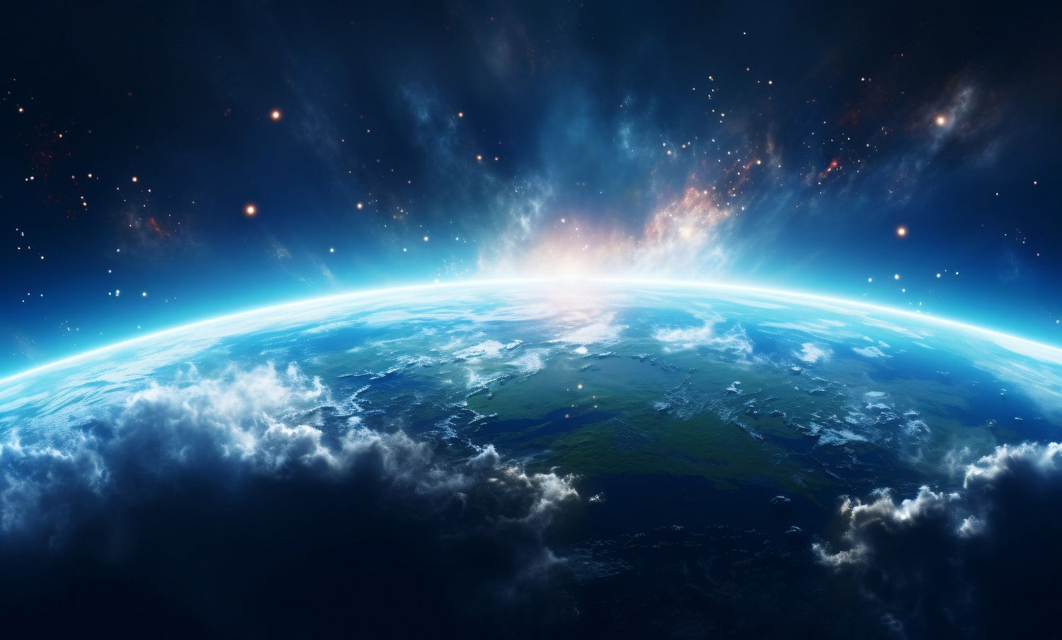 地球外边缘被明亮的光线照亮