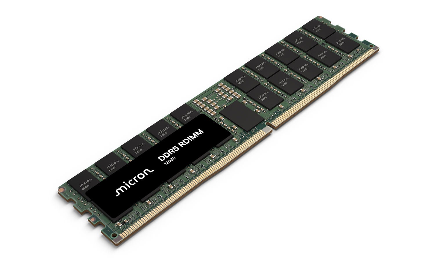 并排放置的美光 DDR5 RDIMM 96GB 和 128GB 模块